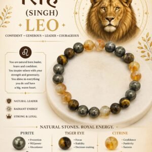 ♌ Leo (Singh) Zodiac Crystal Healing Bracelet – Pyrite, Tiger Eye & Citrine
